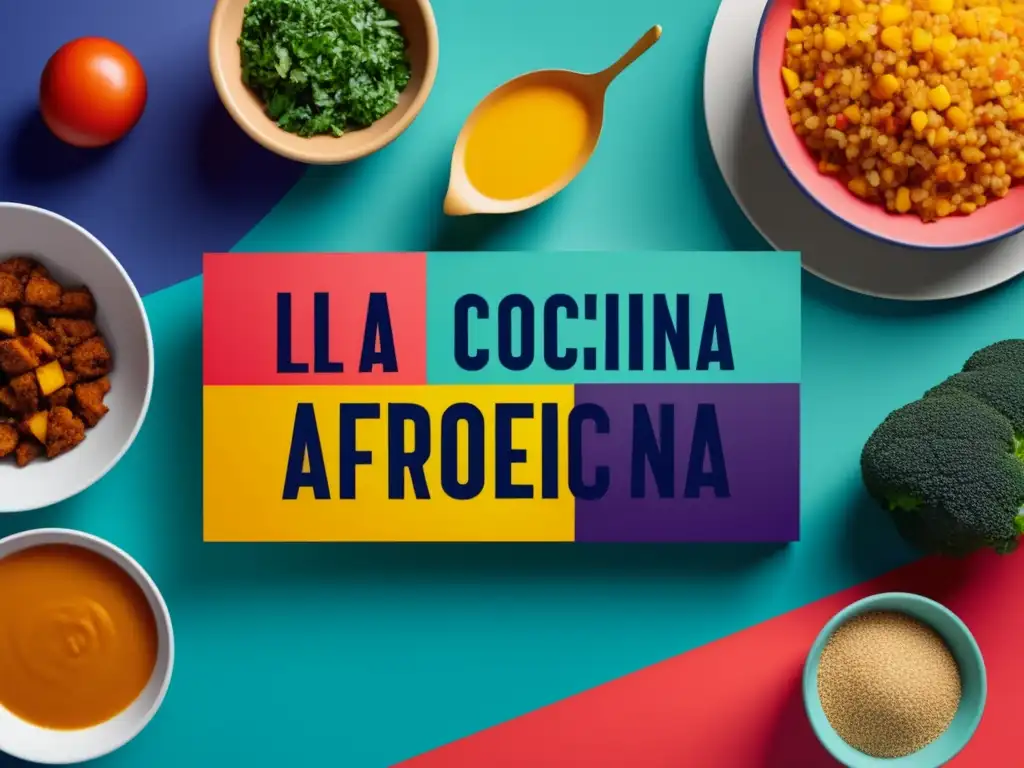 Imagen: La Cocina Afroamericana: Soul Food y Más Allá, vibrante y abstracta, representa influencias y sabores diversos