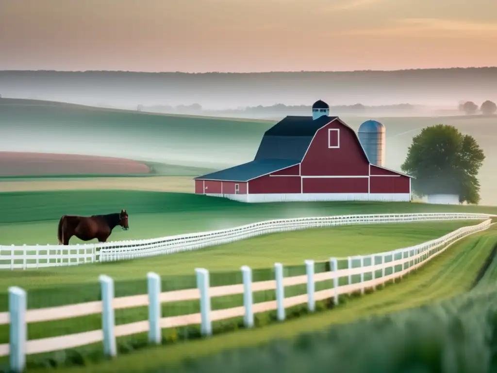 Imagen de granja Amish al atardecer: Tradición y sencillez en América del Norte