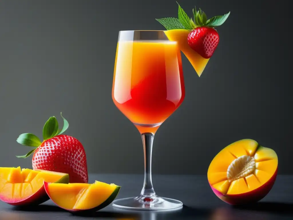 Cóctel Bellini con fresas y mango: ¡refrescante, vibrante y sofisticado!