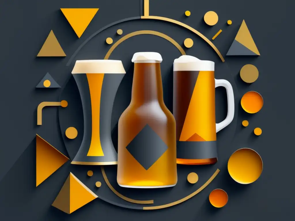 Cervezas alemanas: Representación abstracta elegante y detallada de la cultura cervecera alemana en una imagen 8k