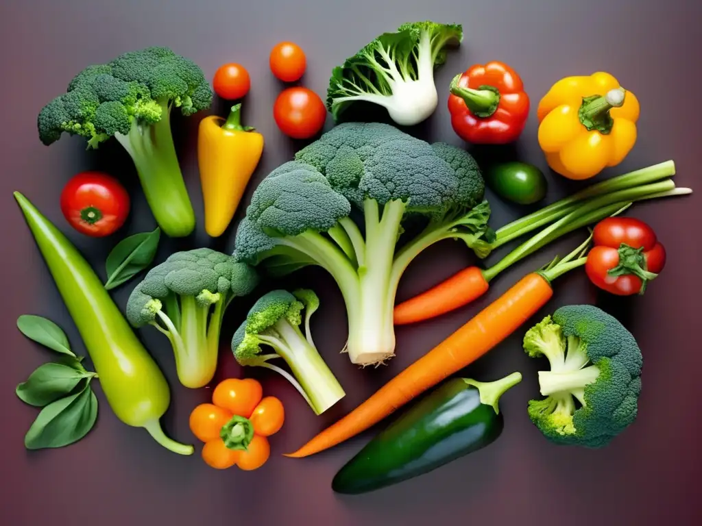 Las verduras más nutritivas: Una imagen vibrante y llamativa que destaca una colorida variedad de verduras en un patrón abstracto