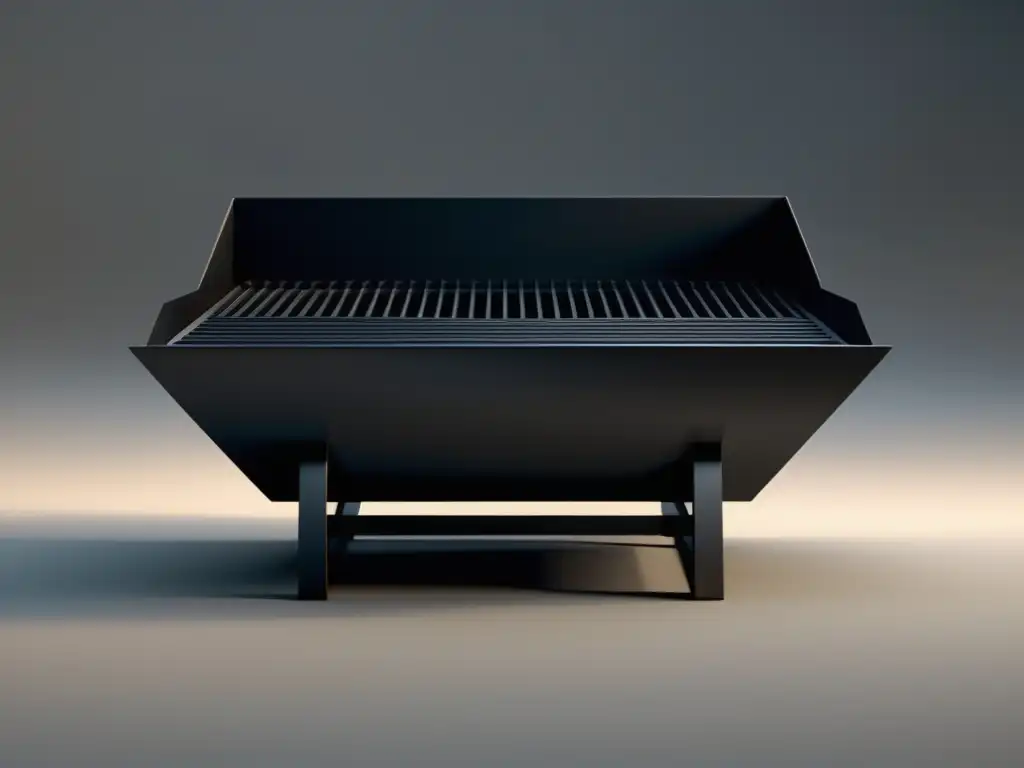 Cocción a la Brasa: El Encanto de lo Primitivo - Imagen de parrilla minimalista de carbón con diseño elegante y geométrico