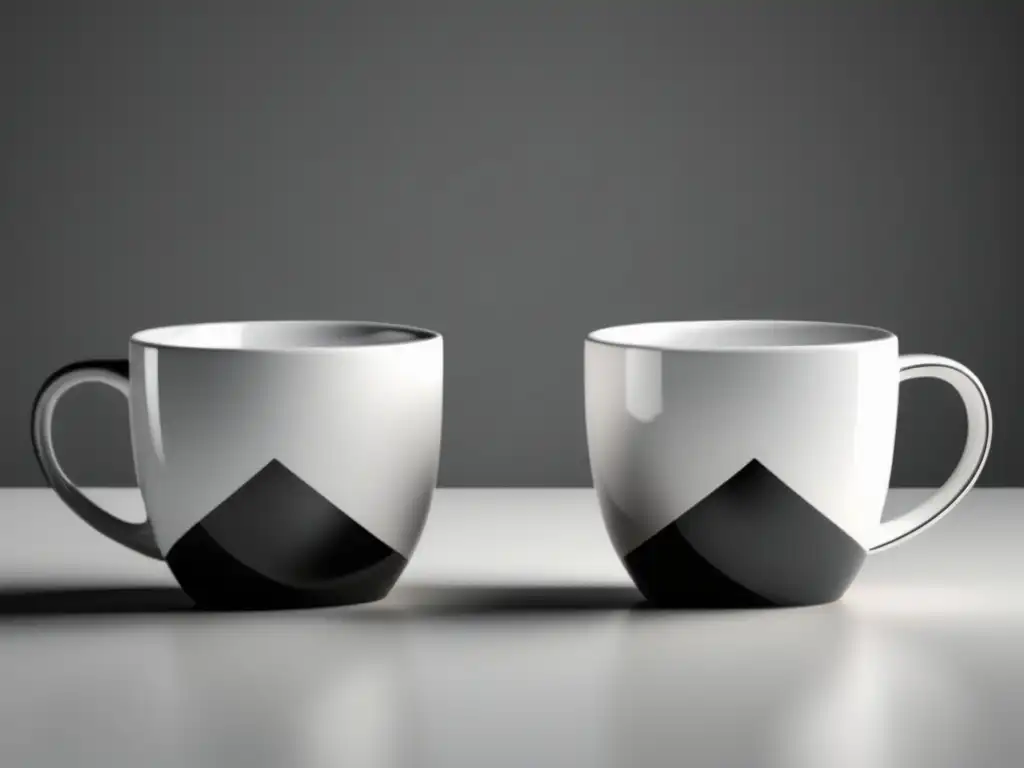 Tazas de café minimalistas y abstractas: espresso, café con leche y café filtrado