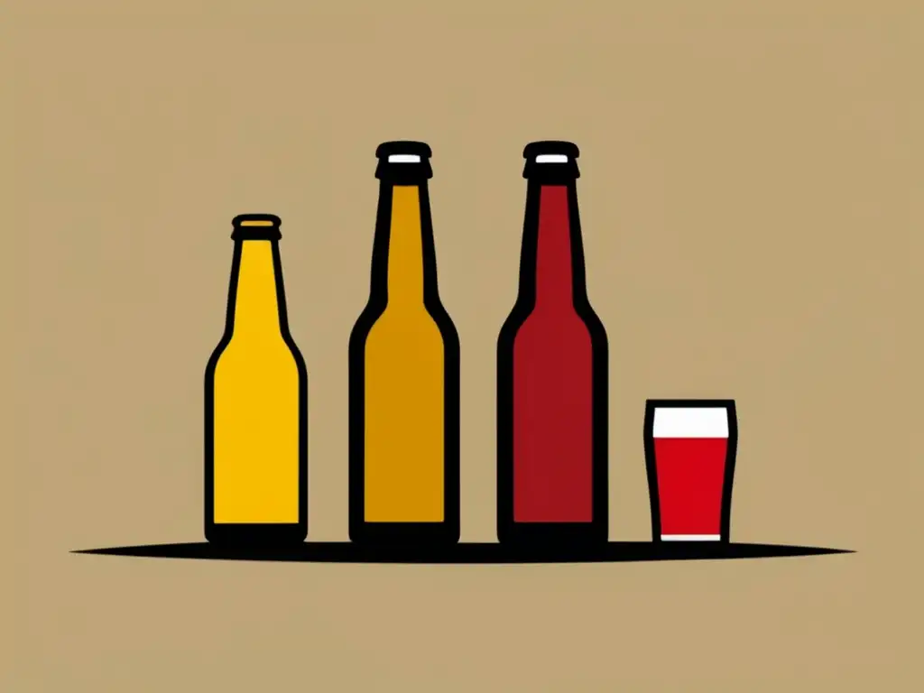 Cervezas rubias, morenas y rojas: ¿Cuál es la diferencia? (imagen de 3 botellas de cerveza minimalistas y abstractas)