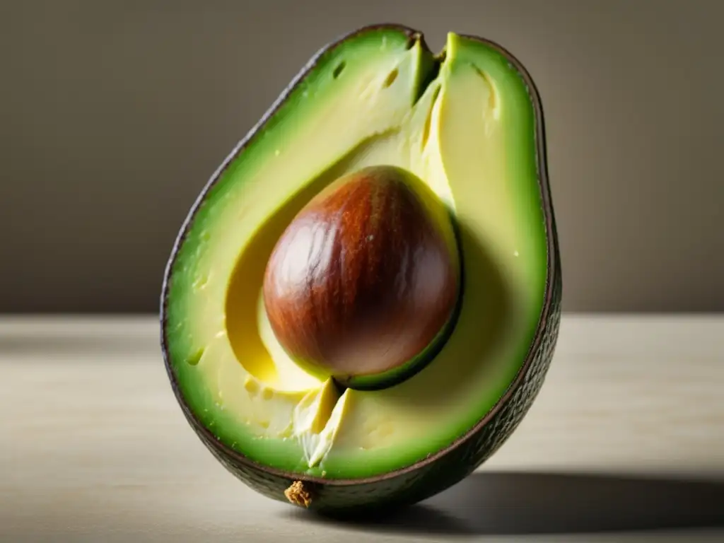 Beneficios del aguacate: imagen abstracta y detallada de un aguacate verde, cremoso y nutritivo