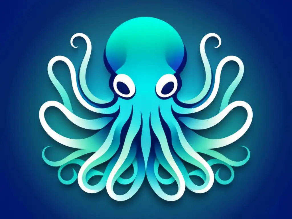 Pulpo: representación minimalista y abstracta, tentáculos detallados y colores elegantes