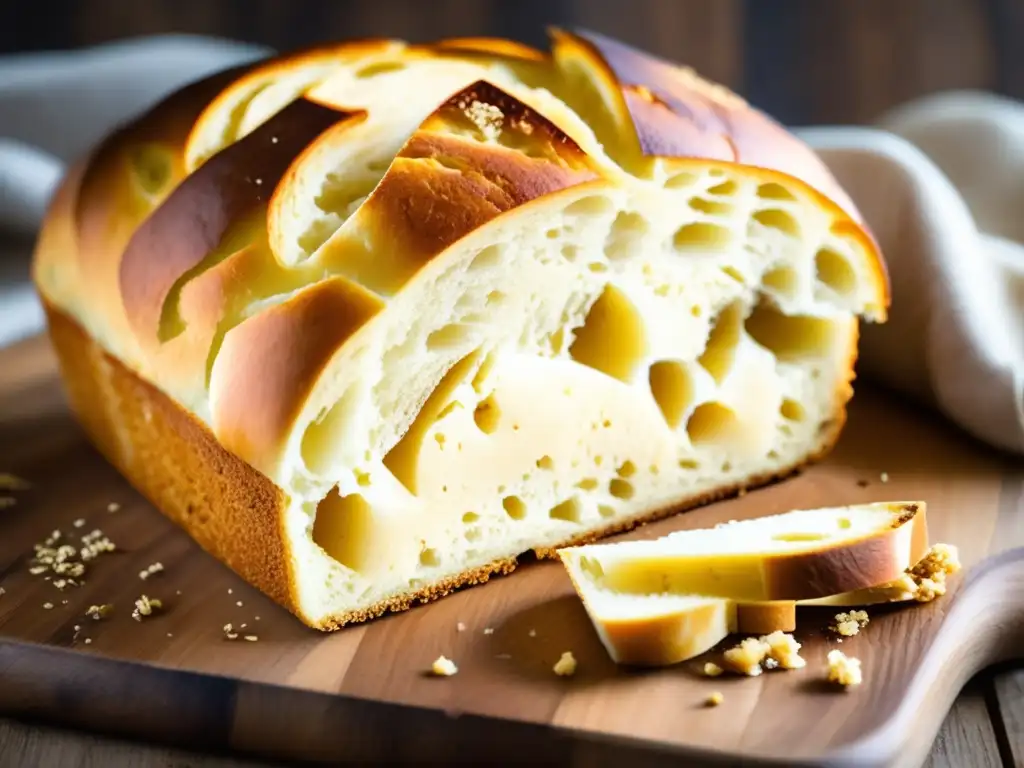 Panadería en la cocina mediterránea: pan artesanal con corteza dorada y miga esponjosa