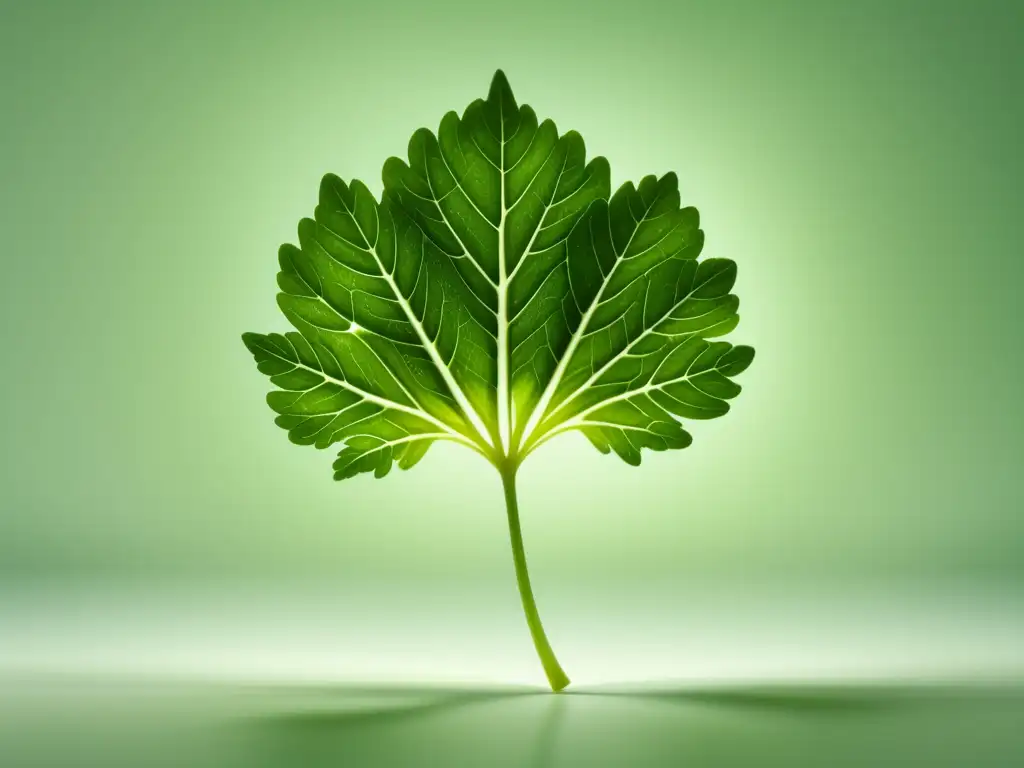 Imagen de perejil beneficios: hoja de perejil verde vibrante en fondo blanco, detalle y elegancia en 8k