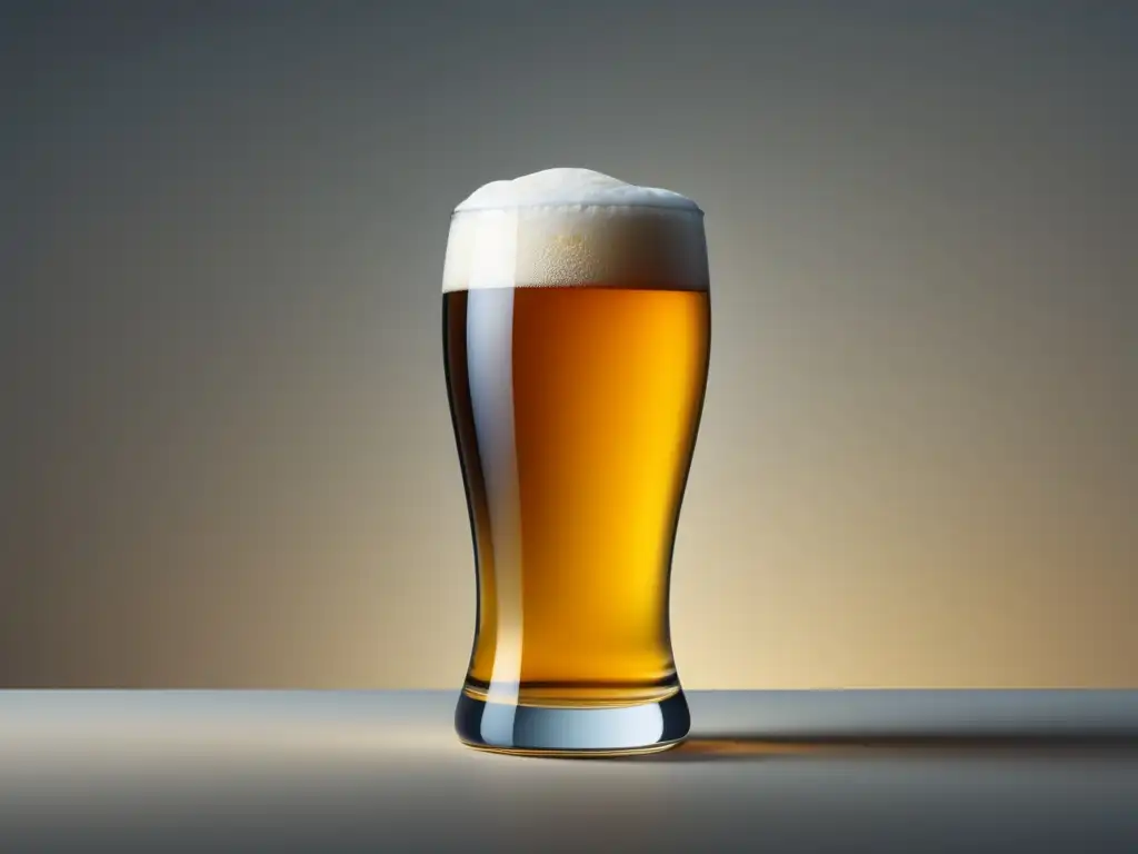 Pilsner: Una imagen ultradetallada y minimalista de una copa de cerveza con una elegancia dorada y líquido claro