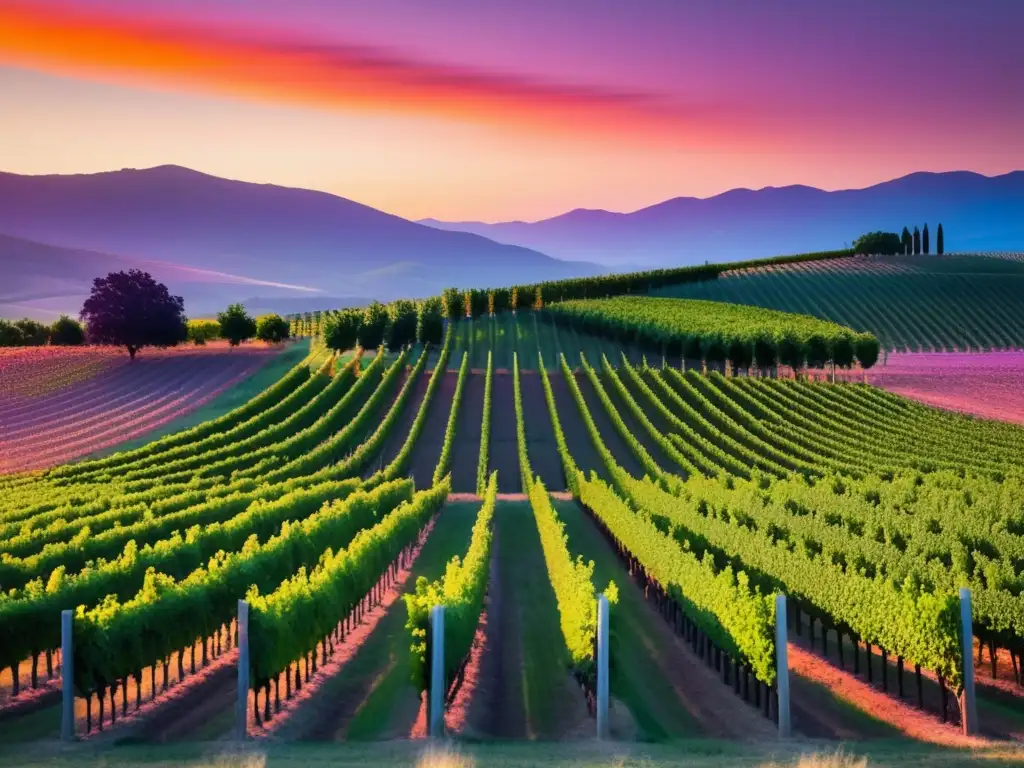 Vinos Naturales: Viñedo al atardecer, belleza serena