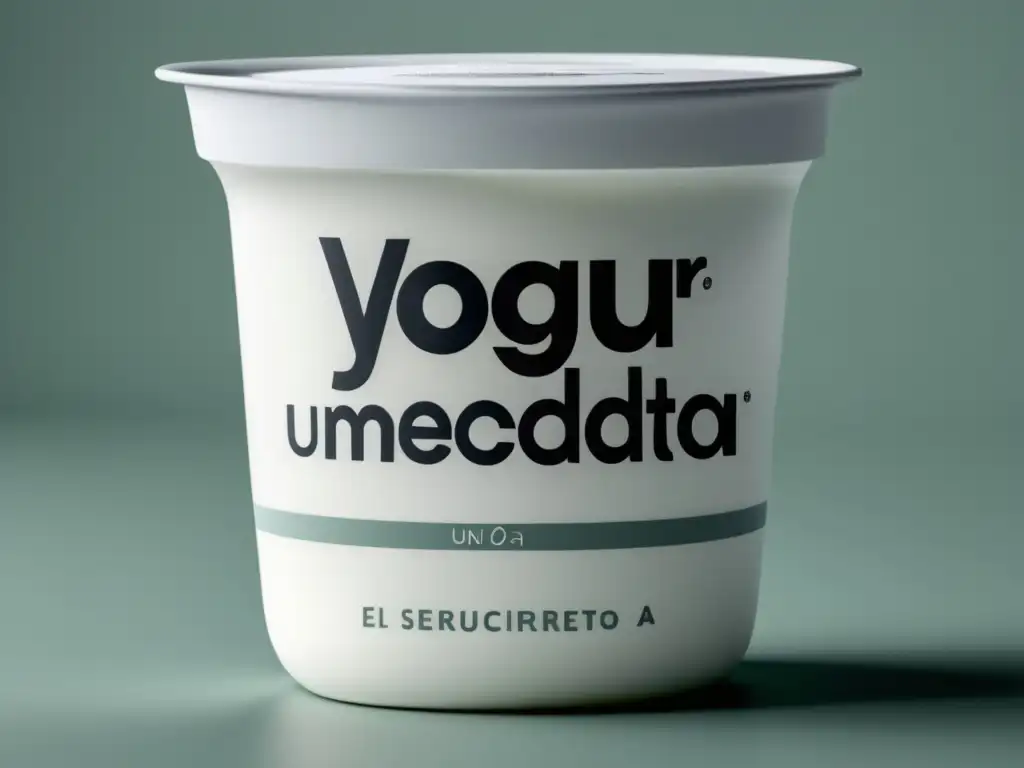 Imagen de un yogurt minimalista con el texto 