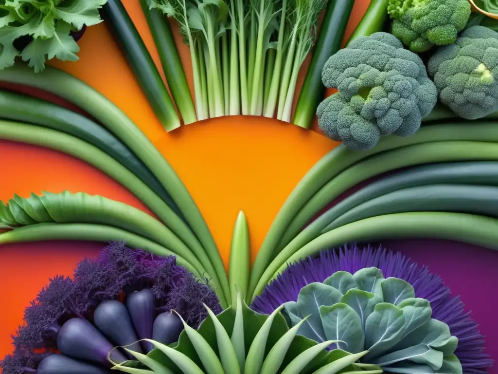 Jardín de verduras exóticas: Una imagen vibrante y abstracta de un jardín de vegetales exóticos