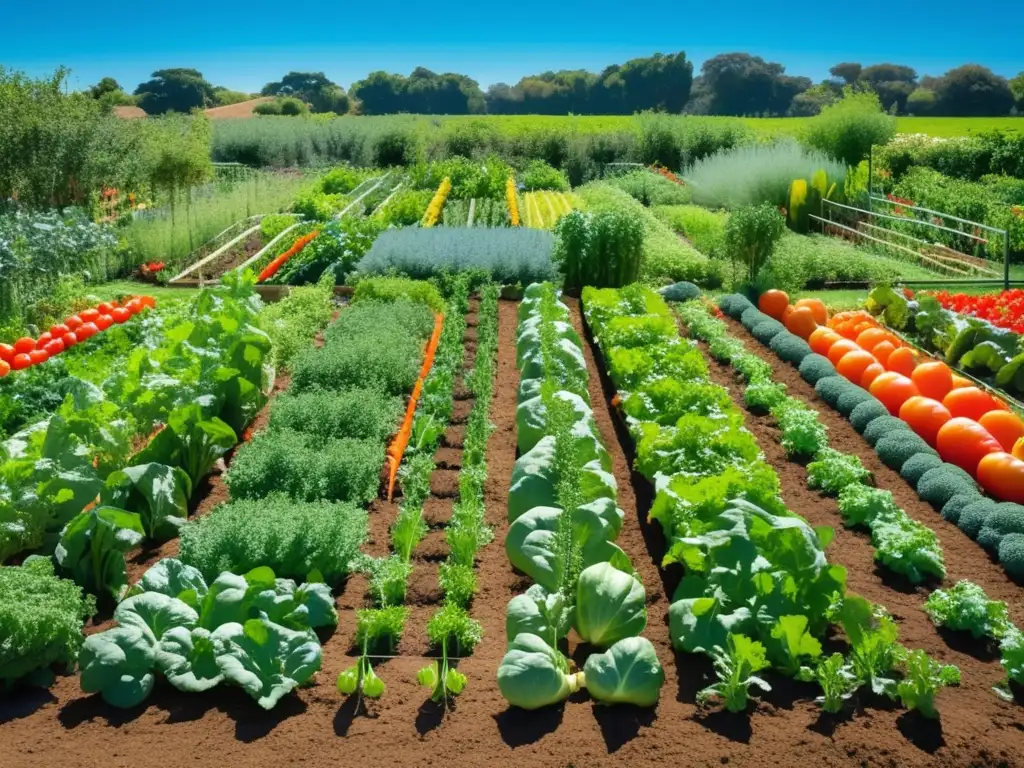 Jardín vegetal vibrante, diversidad de alimentos vegetarianos