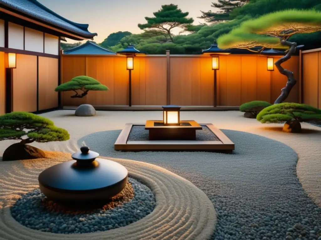 Jardín Zen japonés con cocina asiática: tranquilidad y armonía