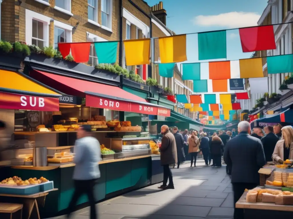 Escena vibrante de comida callejera en Soho, Londres