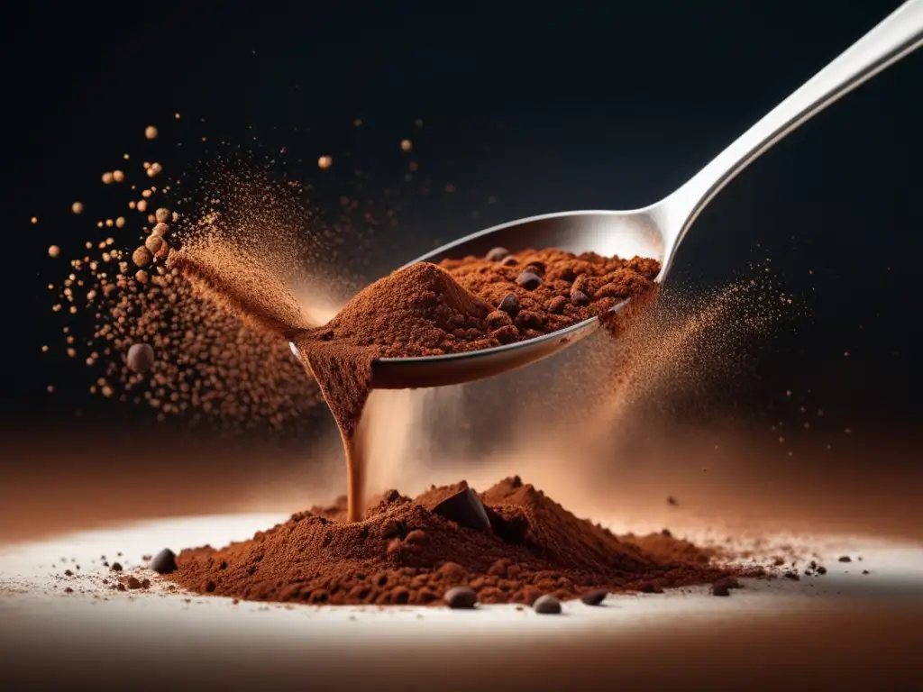 La Magia del Cacao en Polvo en la Repostería, imagen 8k de gran detalle y composición minimalista que captura la esencia del cacao en polvo