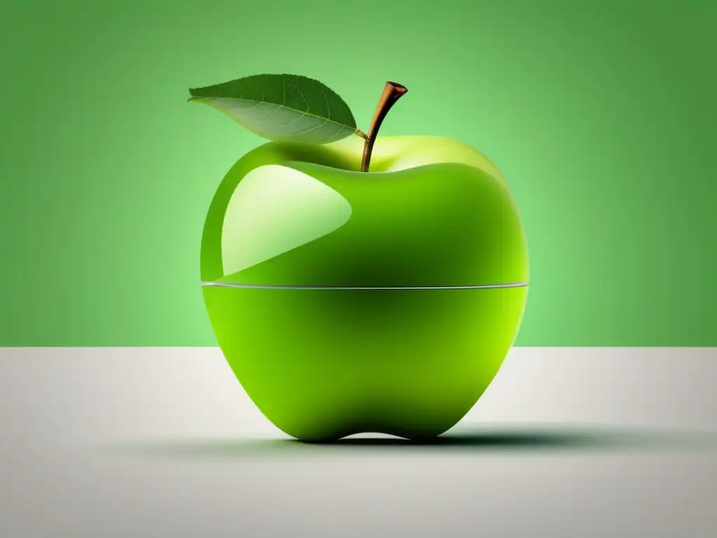 La Influencia de los Alimentos Orgánicos en la Prevención de Enfermedades: manzana verde simétrica y magnifying glass