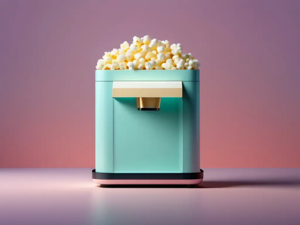 Máquina de popcorn minimalista con granos de maíz estallando