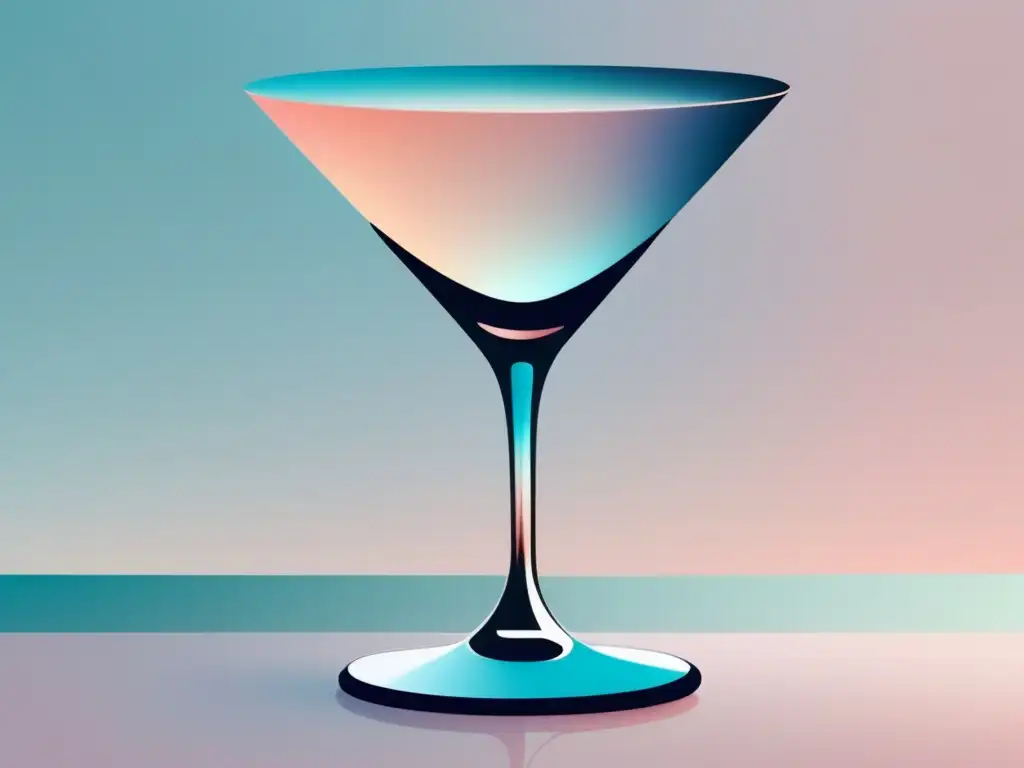 Ilustración abstracta ultradetallada de una copa de Martini, representada con líneas limpias y formas geométricas