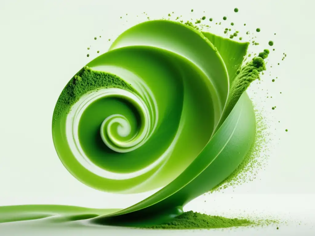 Té matcha: belleza minimalista y movimiento fluido en cascada verde