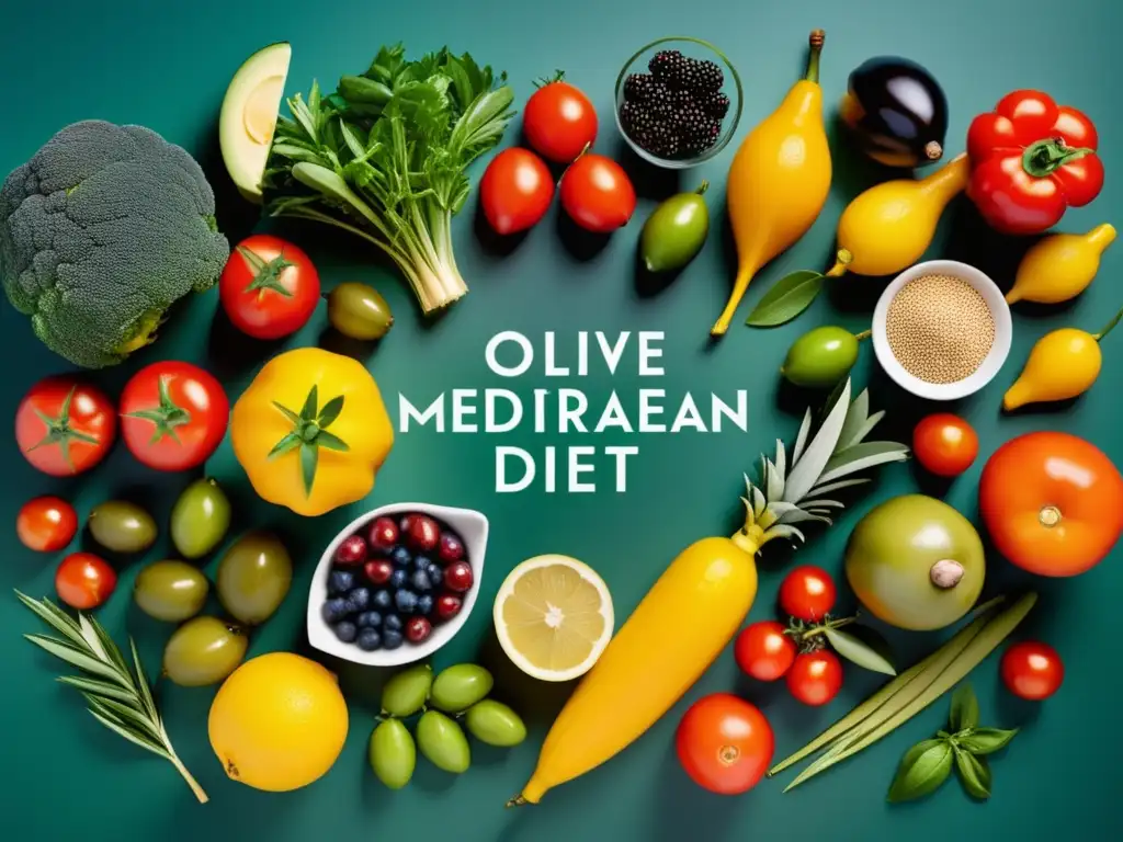 Cocina Mediterránea: Una representación visual vibrante y colorida de la dieta y estilo de vida mediterráneos