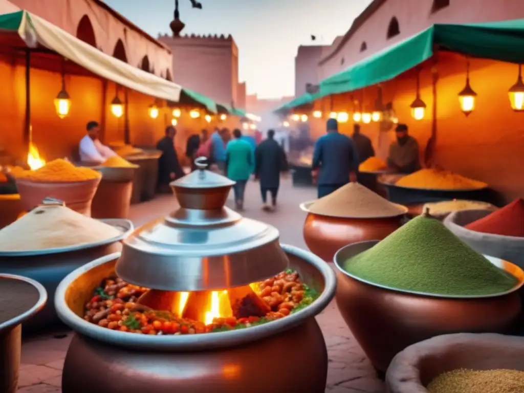 Mercado de comida callejera en Marrakech: gastronomía marroquí con sabores auténticos