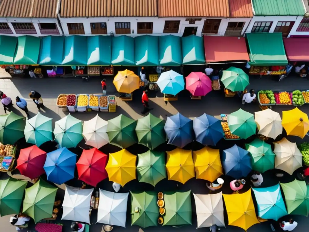 Mercado callejero vibrante de Lima, Perú, muestra comida callejera y cultura culinaria de la ciudad