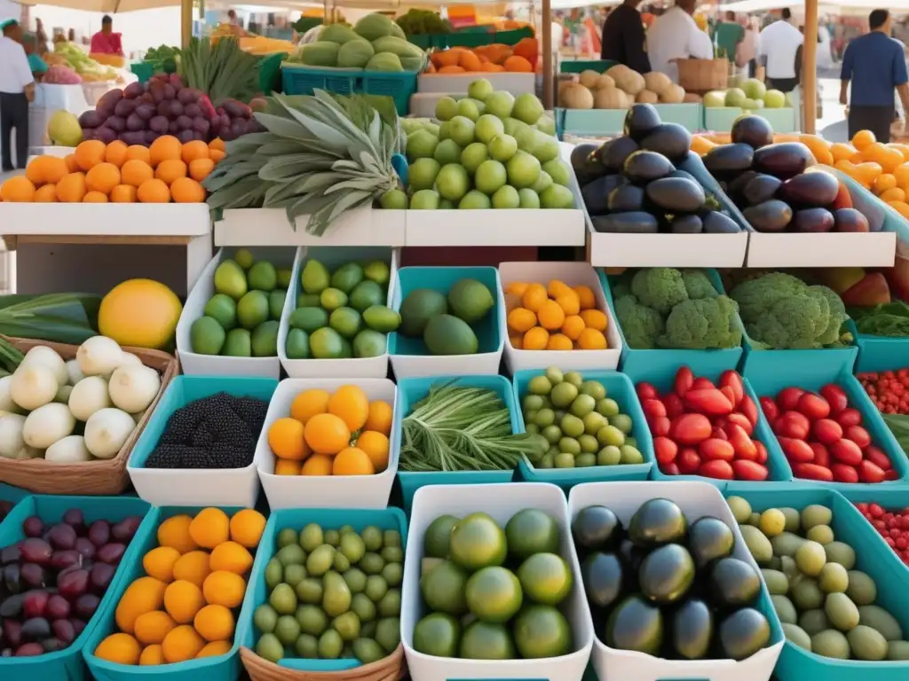 Cocina Mediterránea: mercado vibrante, ingredientes frescos y estilo de vida saludable