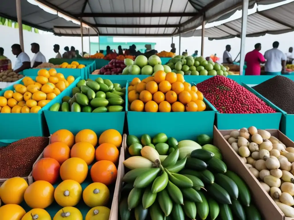 Escena colorida de mercado panameño, destaca la diversidad de la cocina panameña