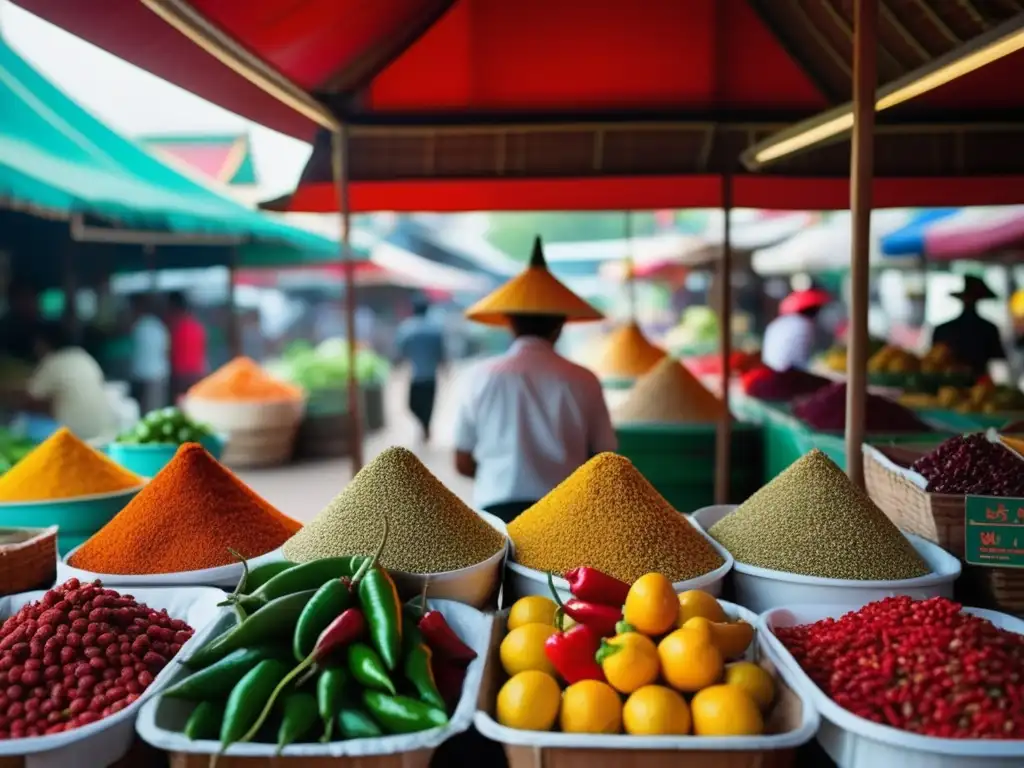 La Magia de la Cocina Tailandesa: Descubre sus Ingredientes Esenciales en un vibrante mercado tailandés-