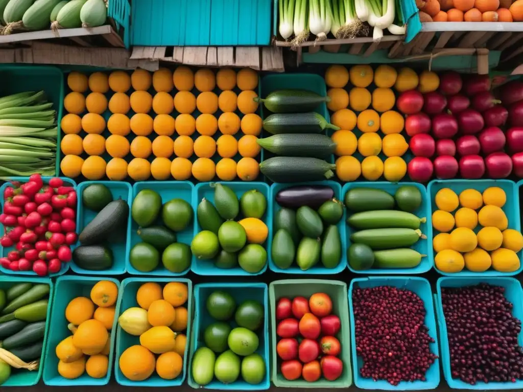 Escena vibrante en un mercado panameño con cocina panameña y colores llamativos