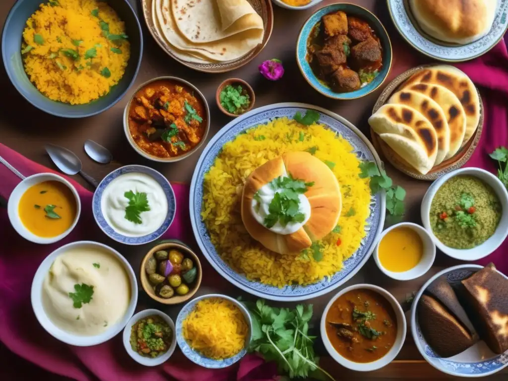 La Magia de la Cocina Persa: Un Vistazo a la Gastronomía de Irán, mesa llena de platos tradicionales persas-