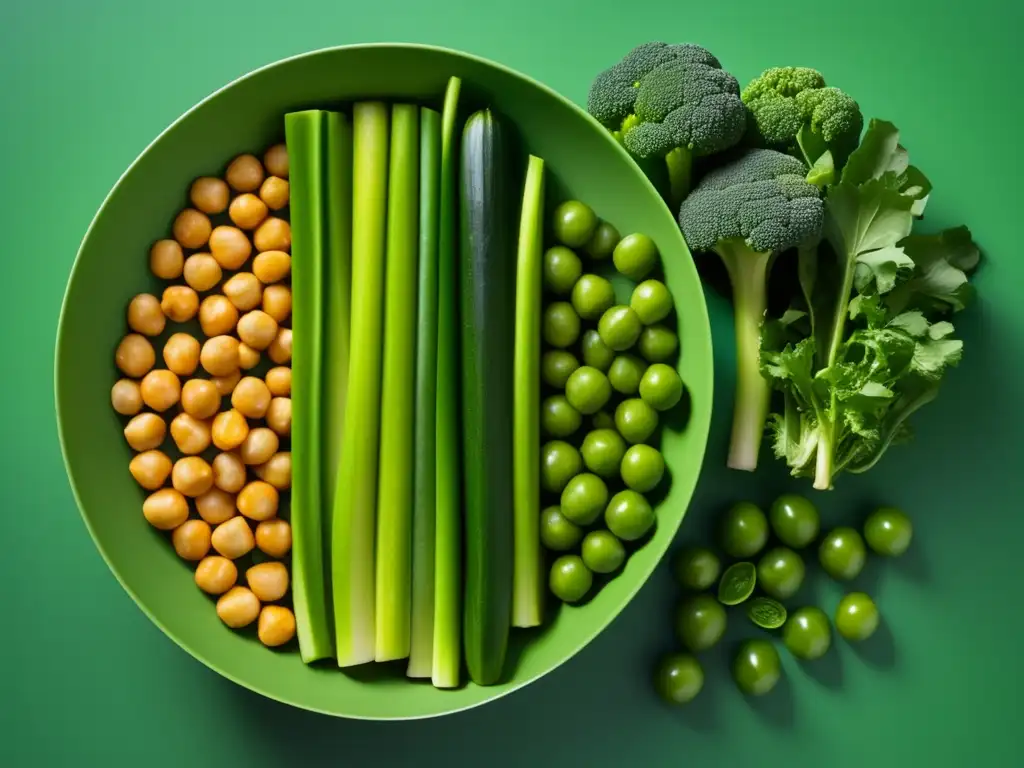 Medley de vegetales verdes: calabacín, garbanzos y lentejas