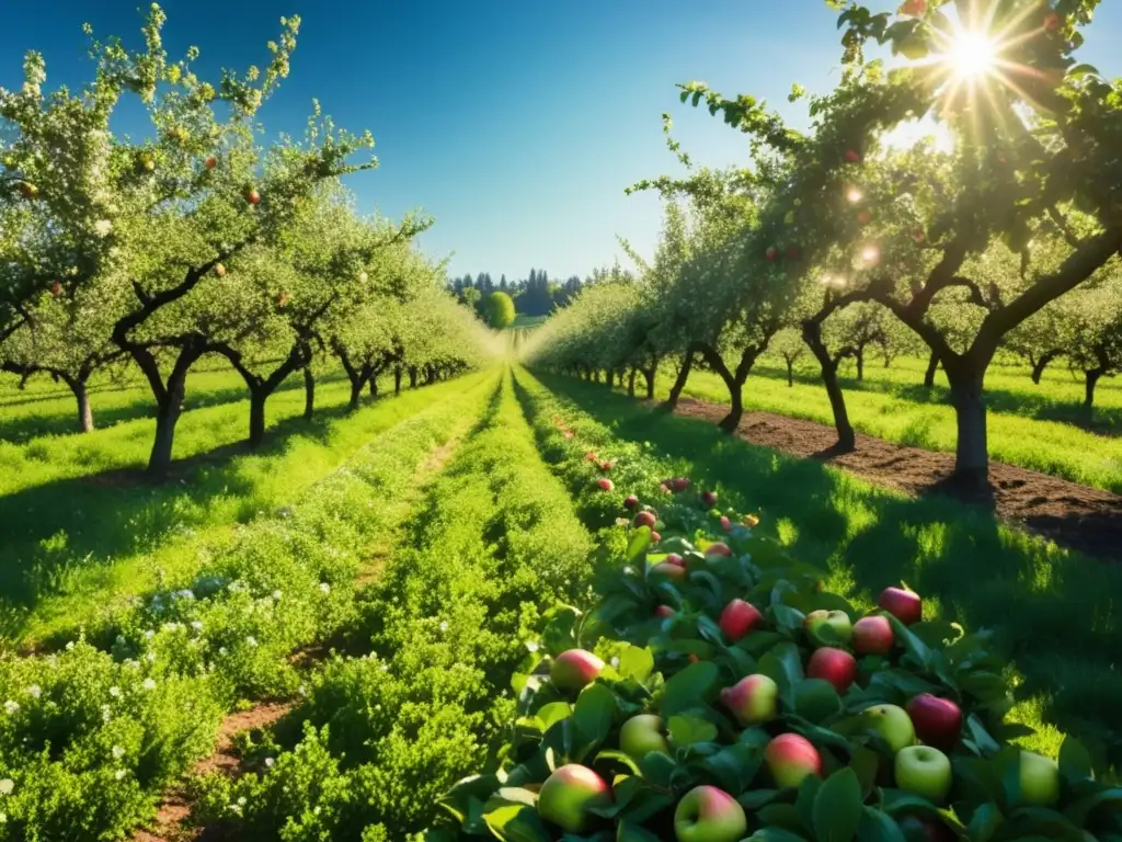 Imagen: Lush apple orchard in full bloom