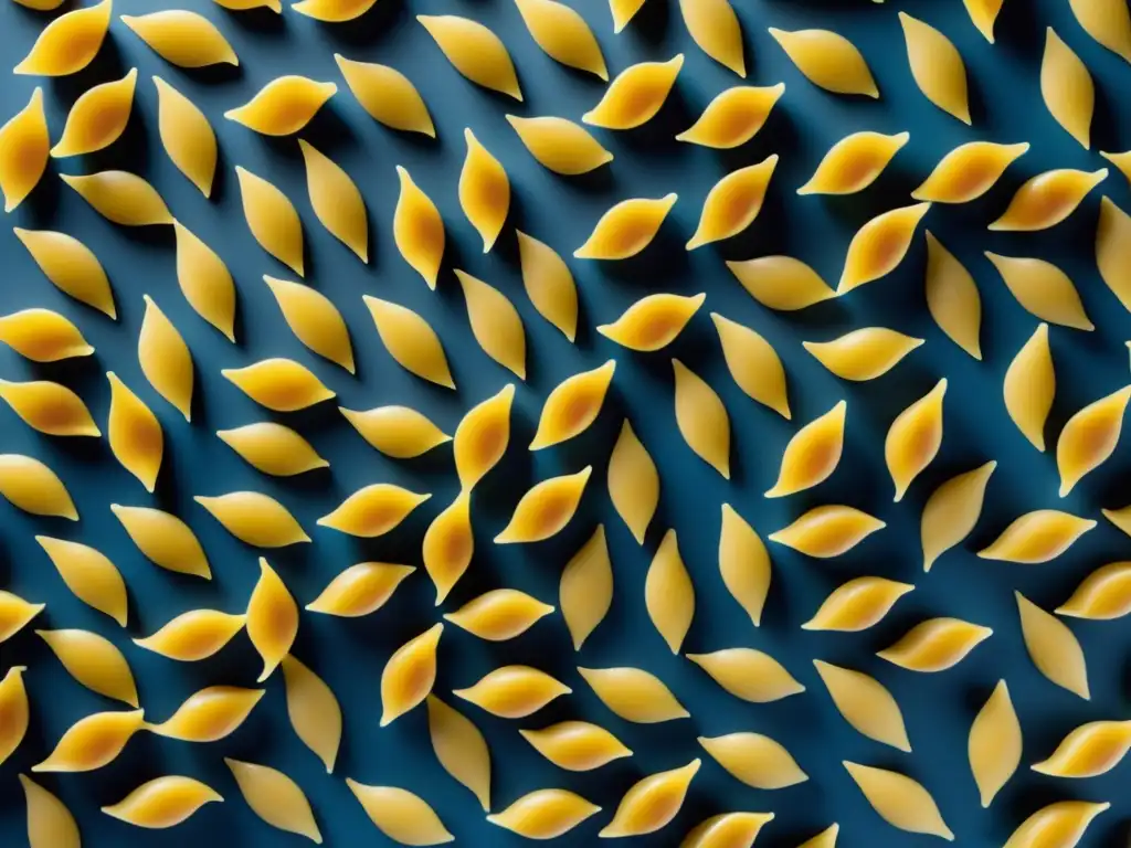 Pasta en la cocina mediterránea: una composición hipnotizante de formas de pasta coloridas flotando en el aire