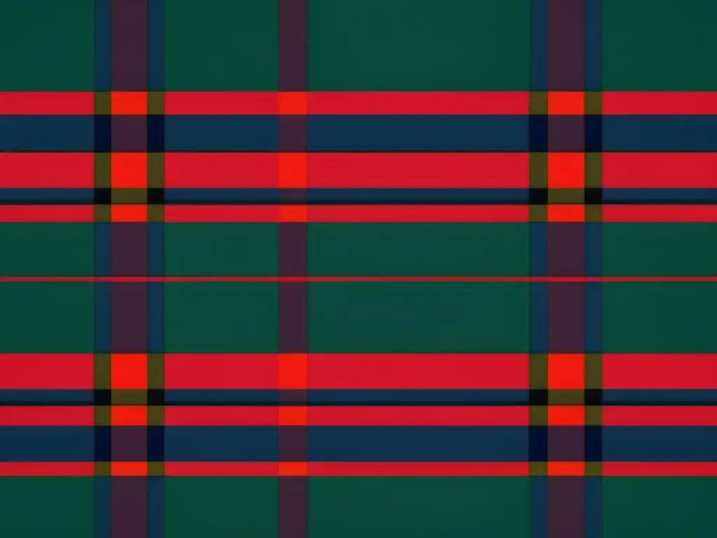 Festival del Haggis en Escocia: patrón tartán escocés abstracto y minimalista, con ricos colores de rojo intenso, verde bosque y azul medianoche