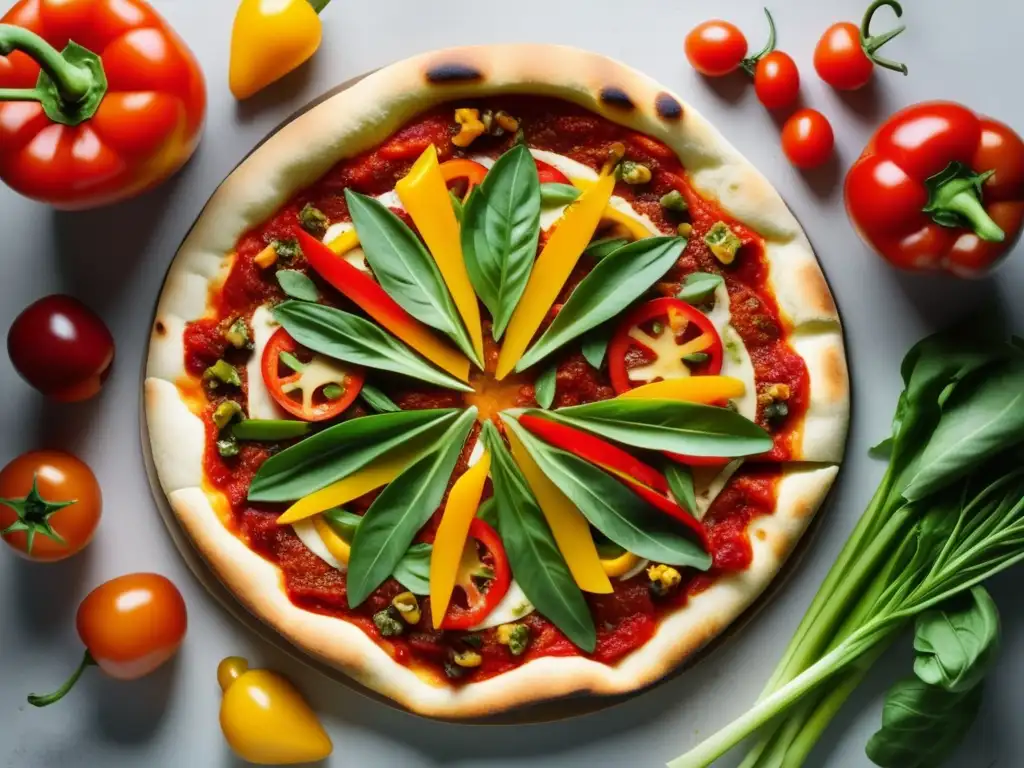 Pizza vegana: una tradición saludable con ingredientes frescos y vibrantes