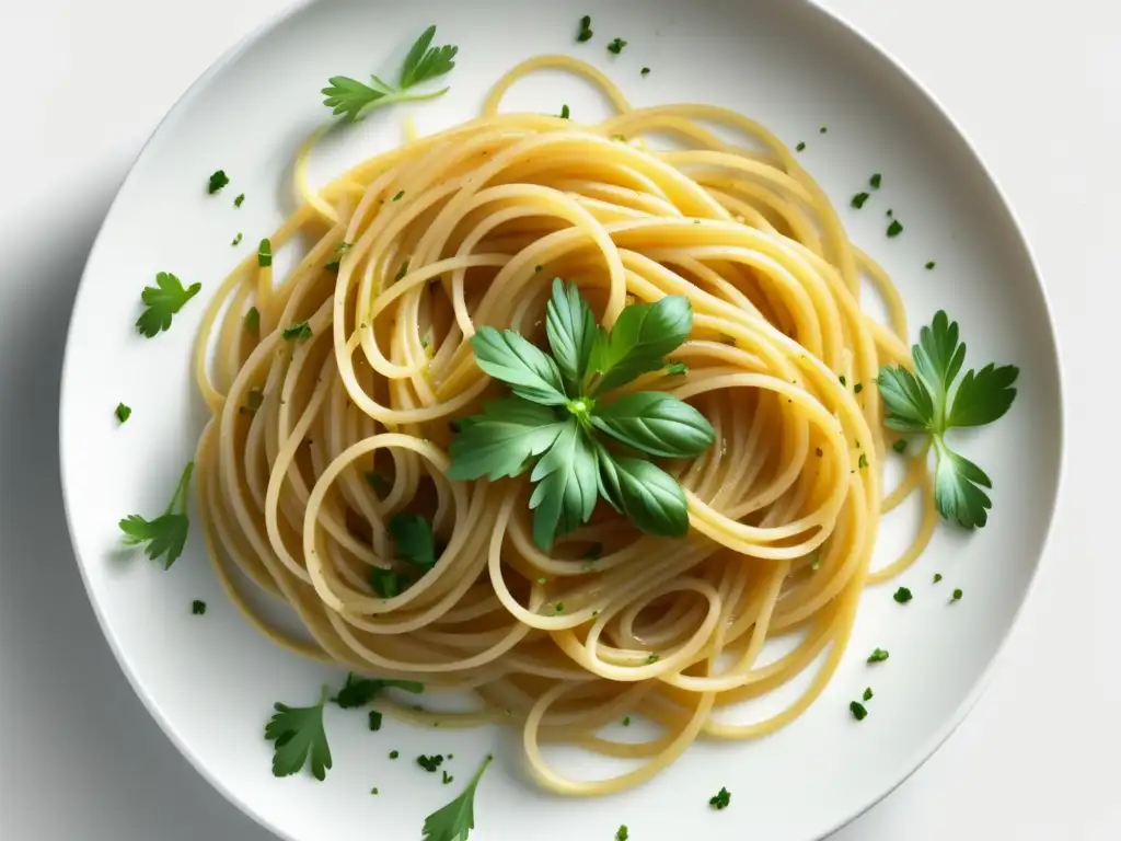 Plato de pasta aglio e olio, cocina mediterránea