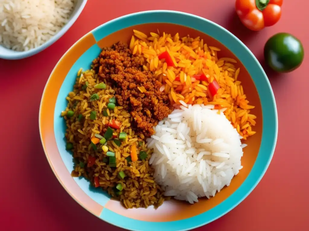 Plato de Jollof rice africano: una fusión de sabores y colores vibrantes