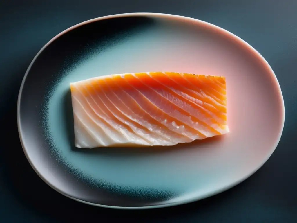 Cocción a la sal: Fillet de pescado con delicada costra de sal rosa en plato cerámico