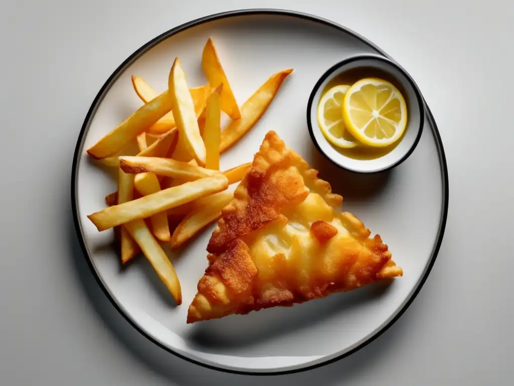 Fish and chips inglés: plato minimalista con pescado crujiente y papas fritas, la receta auténtica