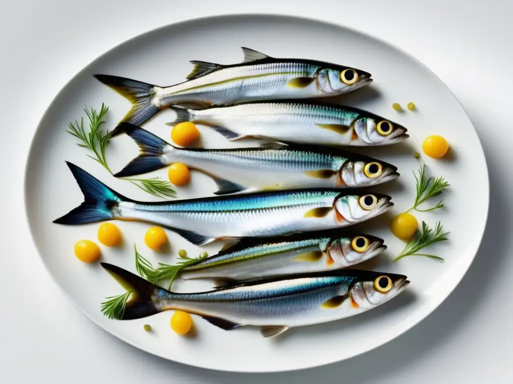 Anchoas, sardinas, boquerones: Delicias marinas en un plato con estilo minimalista