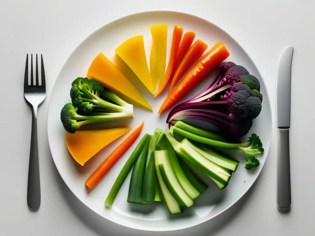 Plato de verduras coloridas, alternativa saludable para intolerancia a la sal