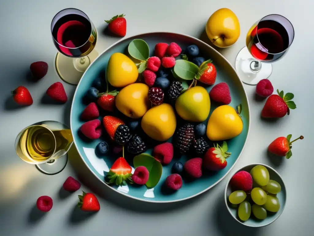 Platter de frutas y vinos: armoniosa combinación de frescas frutas y vinos blancos secos (Guía: 'Frutas y vinos: Guía para acertar en cada maridaje')