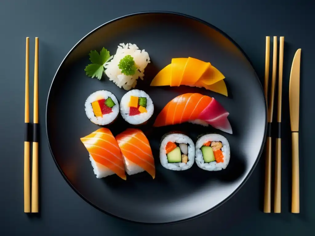 Plato elegante con sushi y platos internacionales: Las Maravillas del Wasabi: ¿Te Atreves a Probarlo?