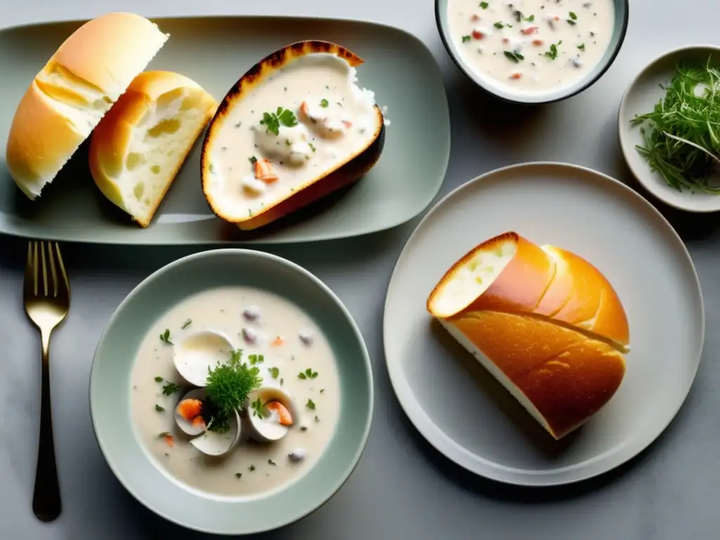 Delicias Marinas Cocina Norteamericana: Chowder cremoso, roll de langosta, sabores y texturas perfectas