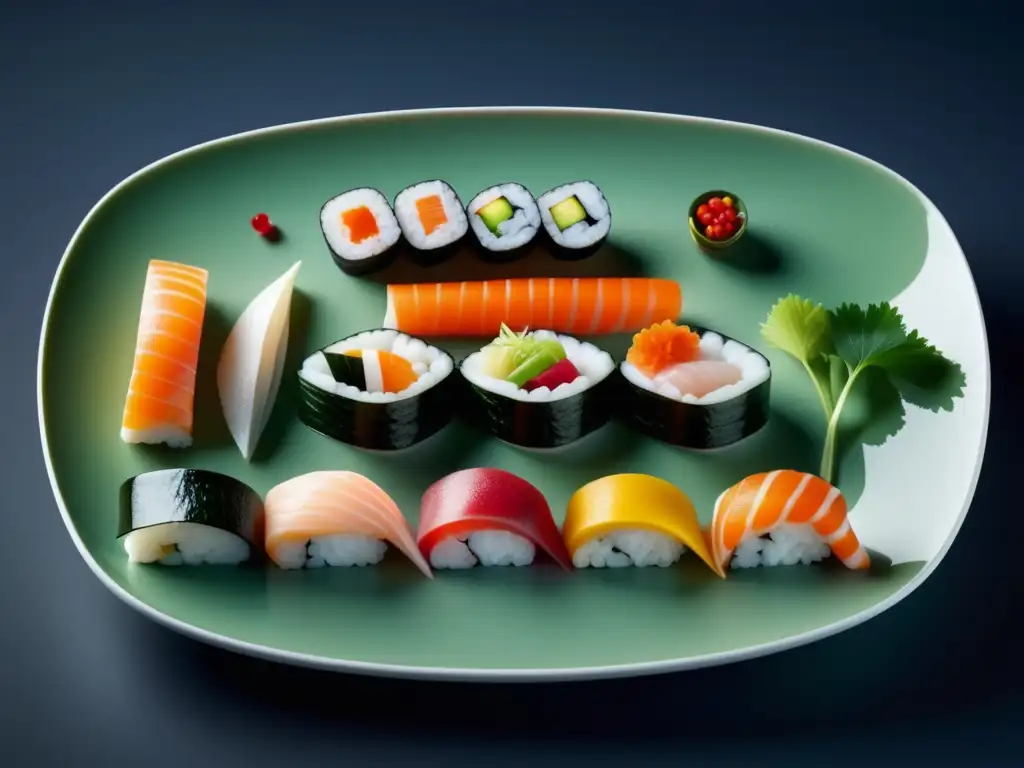 Platos tradicionales de Japón: Imagen 8k con delicado sushi, sashimi, tempura y sopa miso