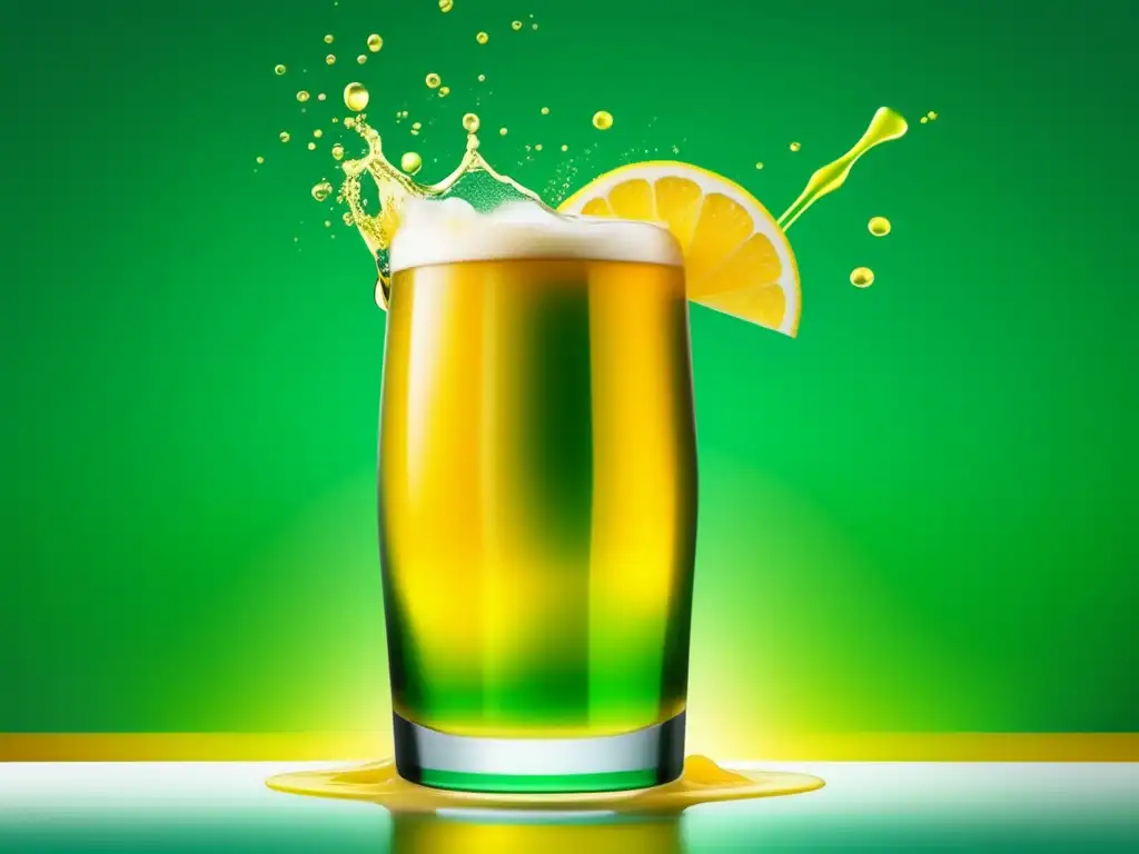 Cervezas radler: Combinación refrescante de cerveza y limonada en una imagen abstracta y minimalista