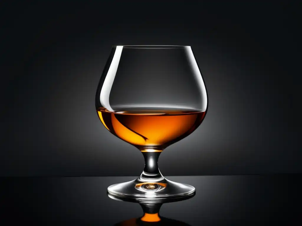 Imagen de snifter de cristal con cognac ámbar, evocando el trayecto histórico del cognac