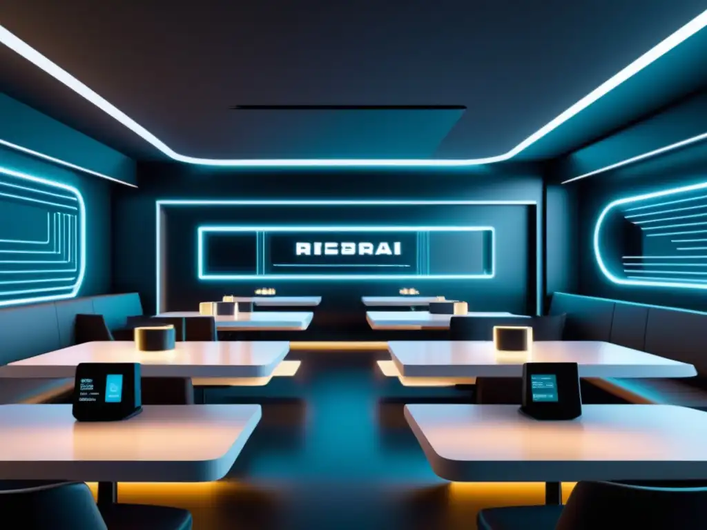 Interior de restaurante temático con diseño minimalista y futurista - Tendencias originales en restaurantes temáticos